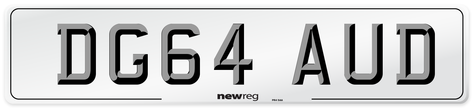 DG64 AUD Number Plate from New Reg